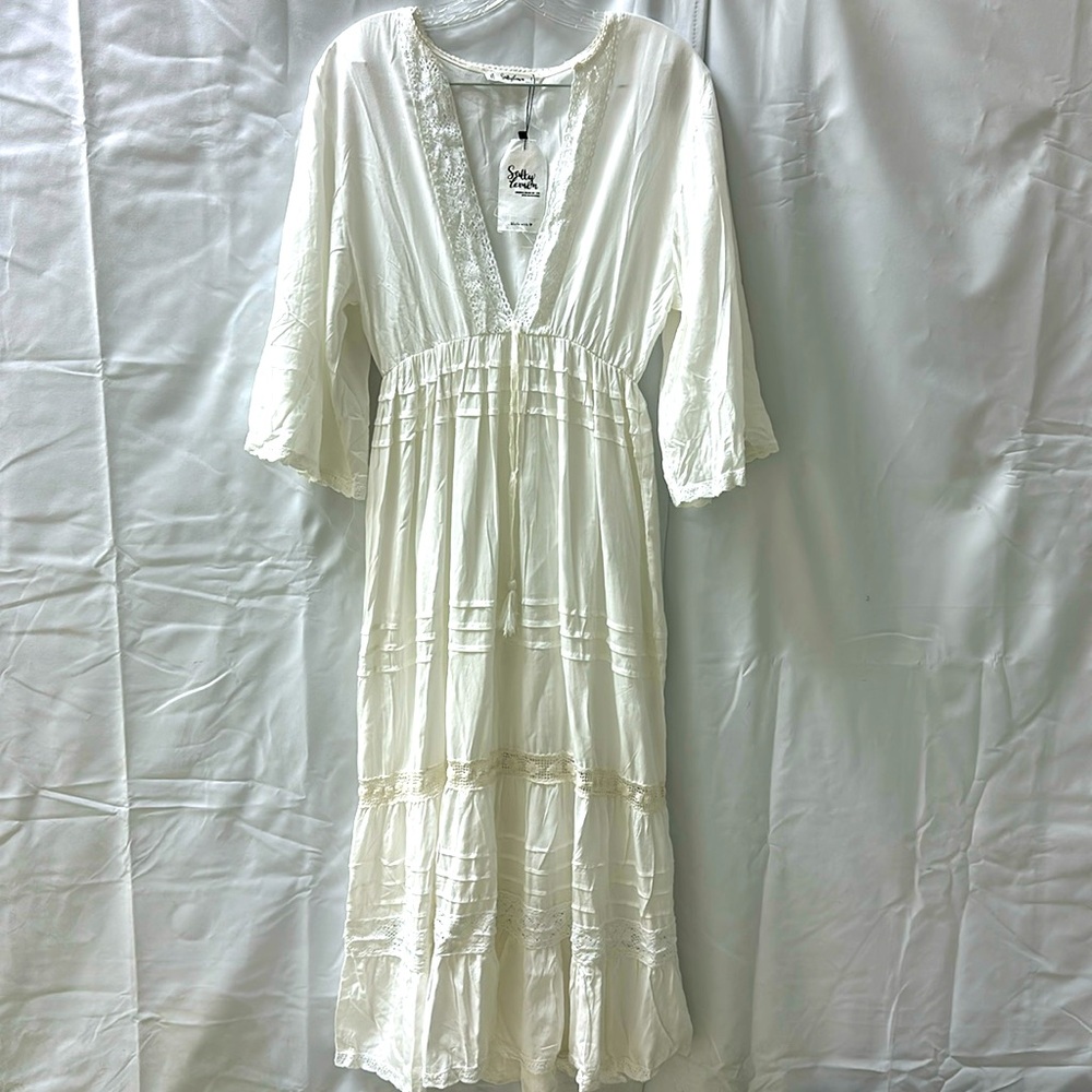 Salty Lemon White cotton dress L